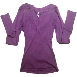 FREE PEOPLE Deep Purple V Neck Top